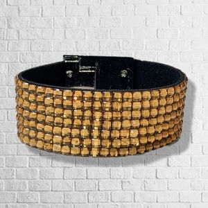 A11 Sparkly Bronze Copper Rhinestone Crystal Bracelet Soft Flexible Band A11